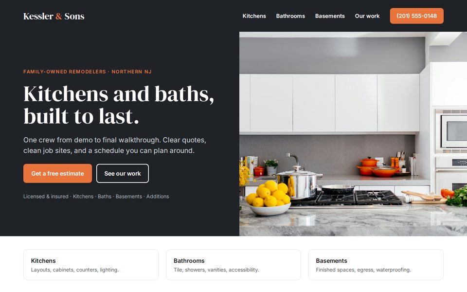 After: redesigned contractor website